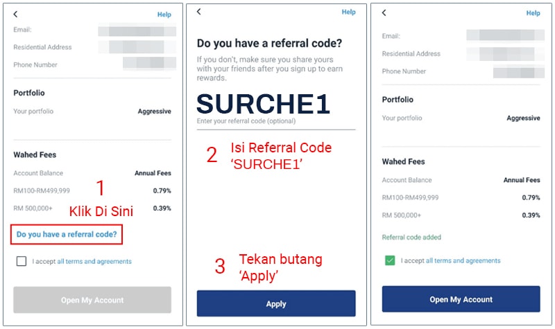 Wahed Invest referral code SURCHE1